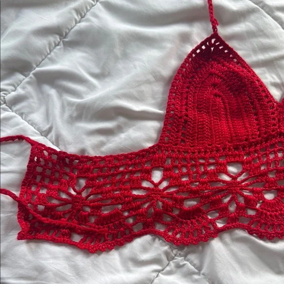 Red Crochet Bralette - Picture 2 of 4